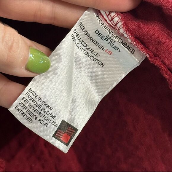 Woolrich Vest Ruby Red Zip Up Sleeveless Sweater Ribbed Cotton Layer Size Large - Picture 7 of 7